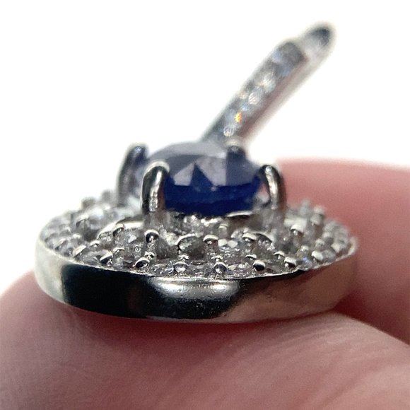 Blue Sapphire 4.20ct Platinum Finish Solid 925 Sterling Silver Earrings - Picture 5 of 7